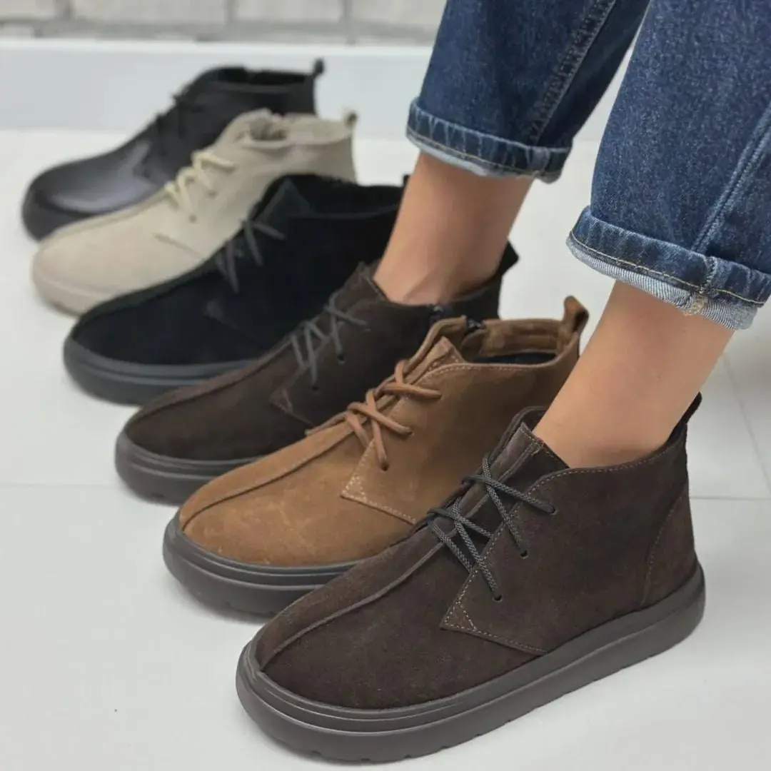 Black Leather Women Ankle Boots Handmade Fall Winter